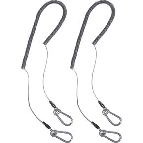 حبل الملف القابل للسحب مع الكارابينر (2pcs) حبل ملفوف طويل للأدوات/قضبان/صيد معالجة (أسود)