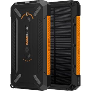 ToughTested 16,000 mAh Fast Charging Solar Power Bank, Portable Solar Charger External Battery Bank with Wireless Charging | IP65 Waterproof, Dustproof, Shockproof for Camping, Travel & Emergency Use