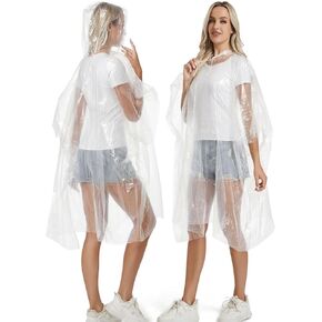 4Pcs Disposable Adults Clear Rain Ponchos,Transparent Waterproof Raincoats Rain Jackets