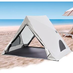 2/3 Person Beach Tent Sun Shelter, UPF 50+ Easy Setup A-Frame Canopy, Portable Pup Cabana, Waterproof Lightweight Beach Shade Tents for Hiking, Camping, Fishing