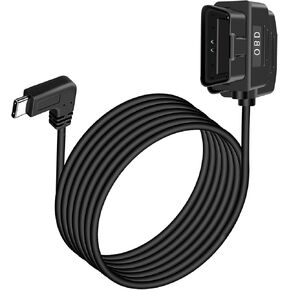 OBD OBD2 Hardwire Kit Power Cable for Dash Camera with 90Degree USB Type C 12-36V to 5V 3A,Low Voltage Protection 24h Parking Surveillance/Acc Mode with Switch for GPS, Radar-3.5M