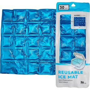 Jacent Flexible Reusable Ice Mat, 30 Cube Blue Ice Pack, Jumbo 12x9.5-Inch