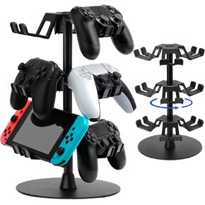 يحمل حامل وحدة تحكم عالمي وحامل سماعات الرأس للتبديل ، PS5 ، PS4 ، Series Series X | S-حامل وحدة تحكم قابلة للدوار 4 مستويات ، وحامل سماعات الرأس ، ويحمل ما يصل إلى 12 وحدة تحكم-أشياء للألعاب