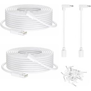 Micro USB Camera Extension Cable for Wyze, [2-Pack, 30ft] Power Extension Cord for Wyze Cam V4,Wyze Cam Pan V3,Wyze OG,Wyze Cam V3 and V3 Pro, with L-Shaped Adapter