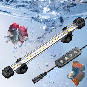 Pawfly 1.8 W Aquarium LED Light 7.5 Inch Underwater Fish Tank Light with Timer Auto On/Off Fish Tank Background Light with 8 Lighting Modes Submersible Multi-Colored Tube Light for Decoration