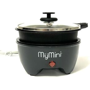 MyMini 5-inch Noodle Cooker & Skillet Electric Hot Pot, Compact Non-Stick Appliance for Ramen, Pasta, Stir Fry, Eggs, Pancakes, Dorms, RVs, Portable with Cool-Touch Handle & Preheat Indicator