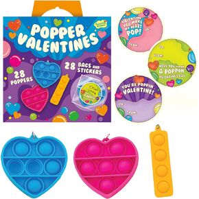 Peaceable Kingdom Valentines Cards for Kids Classroom, Set of 28 Valentines Day Gifts - Silly Jokes with Fruit Charms