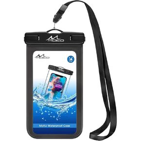 حامل حقيبة الهاتف المقاوم للماء Moko ، حقيبة جافة للهاتف المحمول مع حبل الحبل متوافق مع iPhone 14 13 12 11 Pro Max ، Samsung S21/S20/S10 ، Black