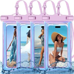 4 Pack Iridescence Universal Waterproof Phone Pouch, Large Phone Waterproof Case Dry Bag (Protection Level: IP68) Outdoor Sports for Apple iPhone,Samsung,and up to 7.5" (Iridescence 4 Pack)