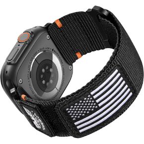 Compatible with Apple Watch Band for Men and Women, Wide Soft Nylon Sport Wristbands Strap for iWatch Ultra Bands 49mm Series 10 46mm 9/8/7 45mm SE2/6/SE/5/4 44mm 3/2/1 42mm, Black, Large