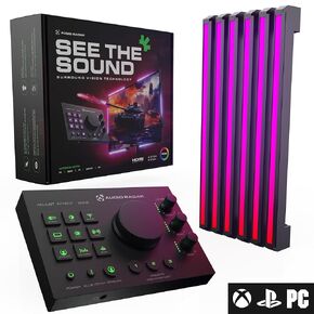 Audio Radar with Surround Vision Technology™, LED Sound Detection for PC/Xbox/PS5, FPS & Deaf Gamers, Works With Most Video Games, Fits 24-65" Gaming Monitor, TV, Works With Or w/o Gaming Headset