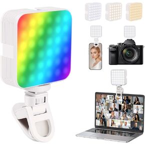 ELZO Selfie Light Rechargeable with Clip, 97 LED Portable Phone Lights with Adjustable 10 Color Modes, Up to 6500K CRI 97+, 3 Light Modes for iPhone, IPad, Laptop, TikTok, Makeup, Live Stream, Vlog