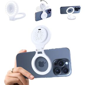 Selfie Ring LED Light for iPhone Picture,Magnetic Phone Light Camera Laptop Photography Lighting,Desk Ringlight Tripod Stand Video Record Streaming Vlog Makeup,Tiktok Content Creators Essentials Clip
