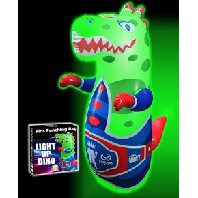 Light Up Inflatable Dinosaur Punching Bag Toy for 2 3 4 5 6 Year Old Boy,Toddler Toys Age 2-4, Birthday Gift for Toddler Boy Toys, Boxing Bag for Kids (3 AAA Batteries Not Included)