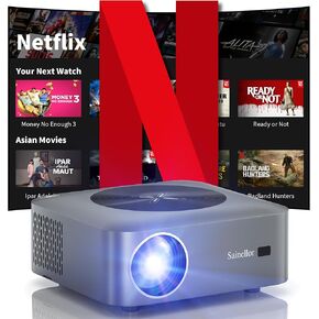 Official Android Smart Projector, 4K Projector Built-in Netflix, Youtube, Daytime Outdoor Portable Projector with 5G WiFi Bluetooth, E-Focus, ZOOM, Max 300", HDMI/USB/TV Stick/Laptop/Phone/PS5 Support