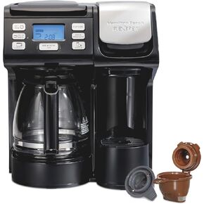 Hamilton Beach FlexBrew Trio 2-Way Coffee Maker, Compatible with K-Cup Pods or Grounds, Combo, Single Serve & Full 12c Pot, Black - Fast Brewing, Refurbished (R49934)