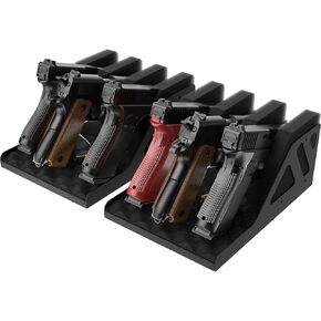 6 Slots Universal Pistol Rack, Handgun Rack Pistol Holder for Gun Safe, Foam Protective Pistol Stand Gun Storage Fit Most Handguns