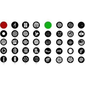 WELLMAKING G-10 38Pcs Gobos Kit Metal Modeling Sheet with a Red Colors Gels/Filter, for Snoot, Projector for LED RGB Flash Light