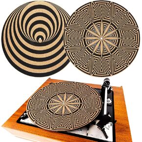 2 Pcs Cork Turntable Mat/3mm Thick for Better Sound Support on 11.8 Inches Vinyl LP Record Player Turntable Slipmat Psychedelic Geometric for Vinyl Record (Dots)