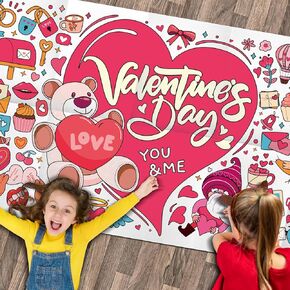 Giant Coloring Poster，Valentine's Day Party Decoration Large Coloring Pages，Supply Coloring Sheets for Adults Boys Girls Toddler
