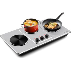Cusimax Hot Plate,Countertop Triple Burner with 7″Cast Iron Cooktop,Electric Hot Plate for Cooking,11 Level Temperature Setting