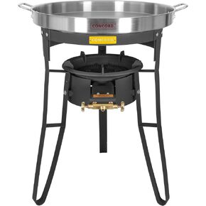 Concord 30" Powder Coated Steel Comal Stand with Stainless Steel Comal and Roadster Single Propane Burner. Great for Discada, Tacos, Street Vendor, Etc.…