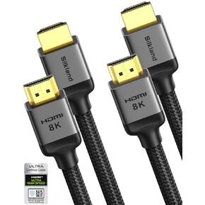Silkland 10K 8K HDMI 2.1 Cable Certified, [4K@240Hz 144Hz 120Hz, 8K@60Hz] Ultra High Speed HDMI Cable 48Gbps (Upgrade Braided), HDR10+, eARC, HDCP 2.3, Compatible for Xbox/PS5/PS4/Roku TV-6.6ft