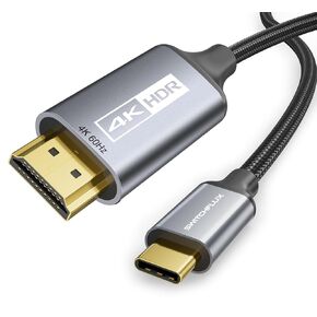 USB-C to HDMI Cable 6Ft [4K@60Hz] High-Speed USB Type C to HDMI 2.0 Braided Cord (Thunderbolt 3/4 Compatible) for iPhone 15 Series, MacBook Pro/Air, iPad Pro, Galaxy S8 to S23