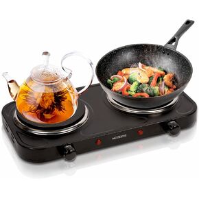 Countertop Single Cast Iron Burner 1000 Watts Electric Hot Plate with Adjustable Temperature 6.1" Cooktop for Dorm, Office, Home, Camp, Compatible for All Cookwares