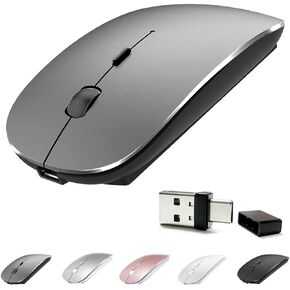 Rechargeable Bluetooth 5.2/3.0/Type-C/USB-2.4G Mouse for MacBook/MacBook air/Pro/iPad, Wireless Mouse for Laptop/Notebook/pc/iPad/Chromebook (Black)