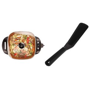 BELLA Electric Skillet and Frying Pan with Glass Lid, Nonstick Coating, Cool Touch Handles, Removable Heating Probe, Dishwasher Safe, 12 x 12 inch, Copper and Norpro 99 Favorite Spatula, One Size Fits All, Black