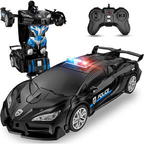 Remote Control Car for Kids, Rc Cars for Boys Age 8-12, One Button Transformation to Robot with Flashing Light 2.4Ghz Transforming Robot Car 1:18 Scale for Kids with 360 Degree Rotation