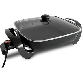 Electric Skillet with Glass Lid and Temperature Settings, 12"