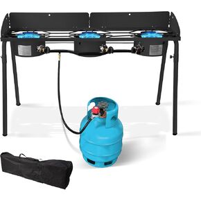 Red Mountain Valley One Burner Outdoor Portable Camping Gas Stove with Removable Legs, Portable Bag and Windshield, Camping Stove Propane for Cooking, CSA Certified, Outdoor Propane Burner