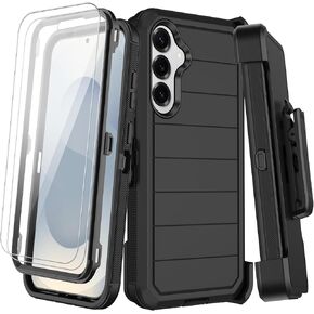 for Samsung Galaxy S25 Case with Belt Clip Holster & Kickstand,2X Screen Protector,Heavy Duty Shockproof Drop Protection Military Grade Full Body Rugged Phone Cover (6.2 Inch) (Deep Green)
