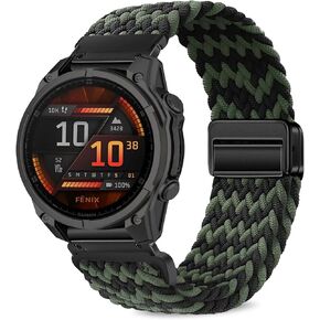 Quickfit 22mm Magnetic Watch Braided Braides Magnetic Fands متوافقة مع Garmin Fenix ​​8 Fenix ​​E 47mm/7 Pro/7/6 Pro/6 ، حزام نايلون سبورت بديل لـ Forerunner 965/945/النهج S70 47 مم/غريزة 2