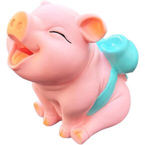 Cute Pig Coin Money Bank, Shatterproof Piggy Bank, Creative Money Bank 1000 Coins Capacity, Kids Birthday Gift (Red Ribbon)