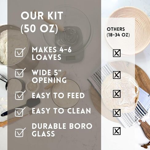 مجموعة Sourdough Starter Kit (حزمة) مع الجرار 50 أوقية للخبز الخالي من الغلوتين والخبز العادي-الجرار الأنيقة مع تعليمات سهلة in Kuwait