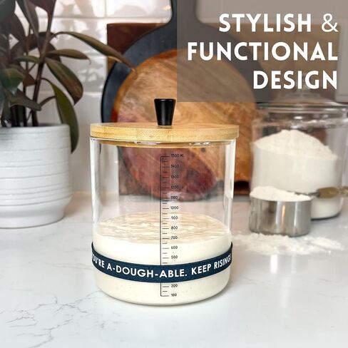 مجموعة Sourdough Starter Kit (حزمة) مع الجرار 50 أوقية للخبز الخالي من الغلوتين والخبز العادي-الجرار الأنيقة مع تعليمات سهلة in Kuwait
