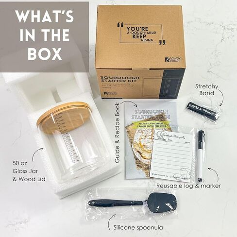 مجموعة Sourdough Starter Kit (حزمة) مع الجرار 50 أوقية للخبز الخالي من الغلوتين والخبز العادي-الجرار الأنيقة مع تعليمات سهلة in Kuwait