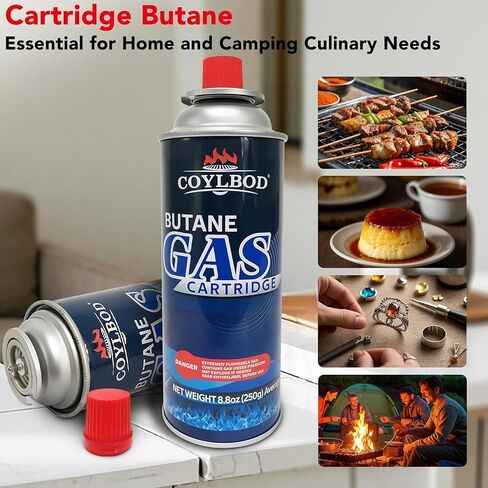 Butane Gas, Butane Fuel Canister, 99.99% Pure Butane Canister with Explosion Proof - RVR System, Butane Fuel for Camping Stove, Kitchen Torch Head (2 Can) in Saudi Arabia