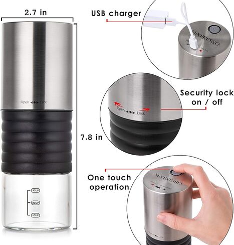 Mixpresso Electric Coffee Grinder With Usb And With Easy On/Off Button, Coffee Bean Grinder & Spice Grinder For Herbs, Nuts & Grains, Spice Mill. in Kuwait