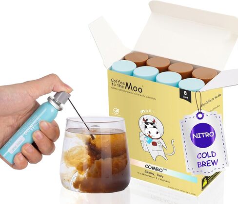 Coffee to the Moo Nitro Cold Brew Coffee Concentrate, Rose Collagen Coffee with Vitamin C for Hair, Skin, Nails, Instant Hot or Iced, Pocket/Purse Sized & Travel Friendly, No Refrigeration, 12 Cups in Saudi Arabia