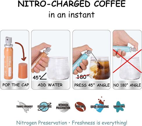 Coffee to the Moo Nitro Cold Brew Coffee Concentrate, Rose Collagen Coffee with Vitamin C for Hair, Skin, Nails, Instant Hot or Iced, Pocket/Purse Sized & Travel Friendly, No Refrigeration, 12 Cups in Saudi Arabia