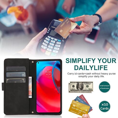Asuwish Phone Case for Moto G Stylus 5G 2021 Zipper Wallet Cell Cover with Tempered Glass Screen Protector Crossbody Wrist Strap Flip Credit Card Holder Slot Motorola GStylus G5 XT2131DL Women Red in Saudi Arabia