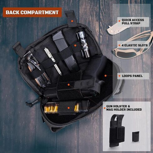 Shangri-la Tactical Carry Carry Pack for Men and Women ، حقيبة CCW ذات الصلة منخفضة ، مع حافظة مسدس وحامل MAG ، متعدد الاستخدامات للمشي لمسافات طويلة ، سفر ، EDC in Kuwait