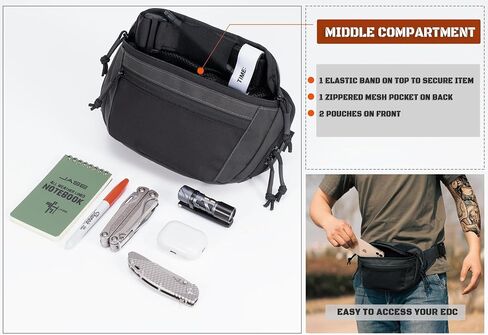 Shangri-la Tactical Carry Carry Pack for Men and Women ، حقيبة CCW ذات الصلة منخفضة ، مع حافظة مسدس وحامل MAG ، متعدد الاستخدامات للمشي لمسافات طويلة ، سفر ، EDC in Kuwait