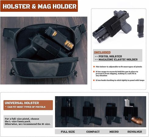 Shangri-la Tactical Carry Carry Pack for Men and Women ، حقيبة CCW ذات الصلة منخفضة ، مع حافظة مسدس وحامل MAG ، متعدد الاستخدامات للمشي لمسافات طويلة ، سفر ، EDC in Kuwait