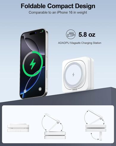 2025 محطة الشحن اللاسلكية المغناطيسية - Adadpu 3 في 1 شاحن آمن من MAG قابلة للطي لأجهزة Apple متعددة ، وسادة شحن السفر لـ iPhone 16 15 14 13 12 Pro Max بالإضافة إلى Apple Watch Airpods in Kuwait