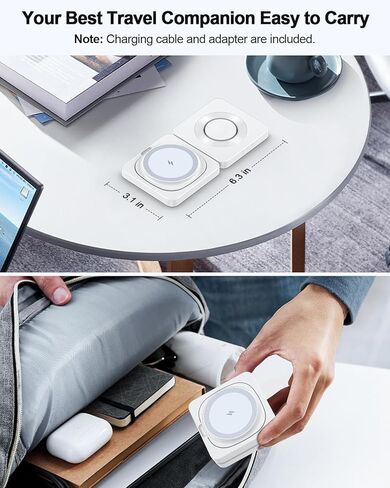 2025 محطة الشحن اللاسلكية المغناطيسية - Adadpu 3 في 1 شاحن آمن من MAG قابلة للطي لأجهزة Apple متعددة ، وسادة شحن السفر لـ iPhone 16 15 14 13 12 Pro Max بالإضافة إلى Apple Watch Airpods in Kuwait